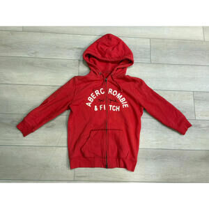 Abercrombie & Fitch Womens Zip Up Hoodie Mediuim Red New York 3/4 Sleeves